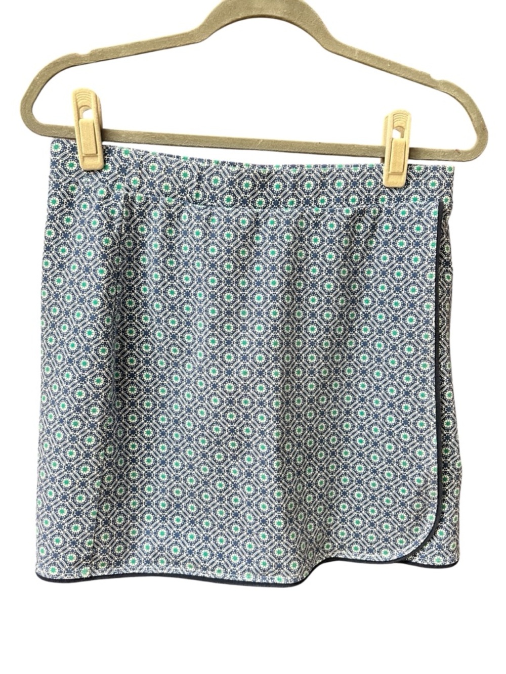 Intro Love The Fit Printed Blue & Teal Mini Skort with Curved Trimmed Hem Size S